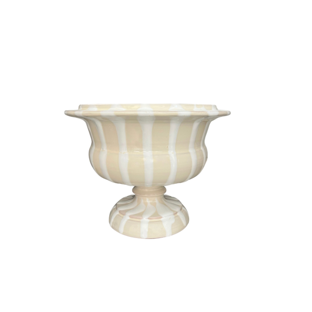 Grande Ceramic Pedestal Champagne Urn, Cream